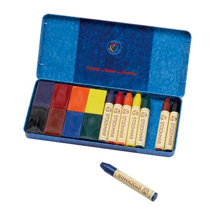 Stockmar Wax Crayons Combo, Tin Case - 8 Block and 8 Stick Assorted