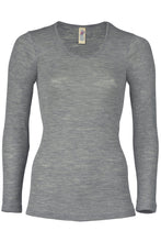 Load image into Gallery viewer, Engel Organic Merino Wool/Silk Women&#39;s Long Sleeved Shirt - Grey Melange
