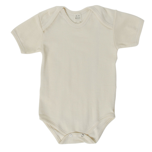 Hocosa Baby/Toddler Onesie Short Sleeve, Wool/Silk, Natural