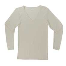 Load image into Gallery viewer, Hocosa Women Long Sleeve Shirt with V-neck, Wool/Silk
